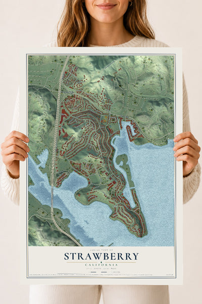 Map of Strawberry, California, 18 x 24 inch unframed archival matte print
