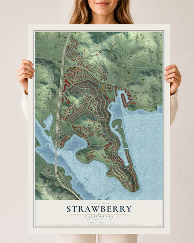 Map of Strawberry, California, 24 x 36 inch unframed archival matte print