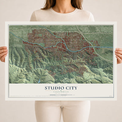 Map of Studio City, California, 18 x 24 inch unframed archival matte print