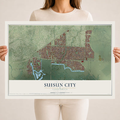 Map of Suisun City, California, 18 x 24 inch unframed archival matte print