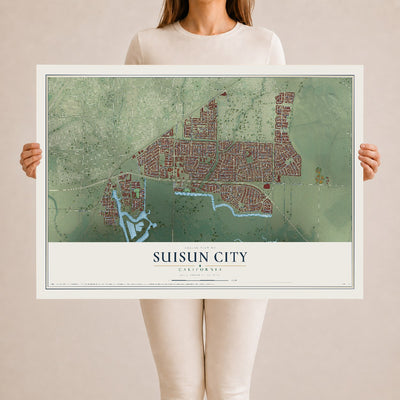 Map of Suisun City, California, 24 x 36 inch unframed archival matte print