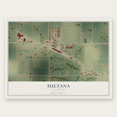 Sultana, California map print, the full design