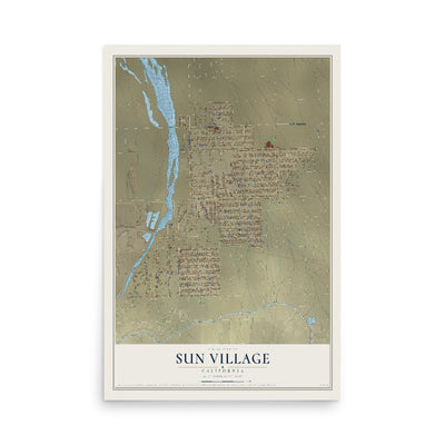 Map of Sun Village, California, 12 x 18 inch unframed archival matte print