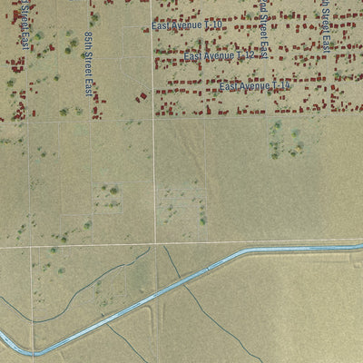 Second close-up of the map of Sun Village, California print showing more streets and buildings