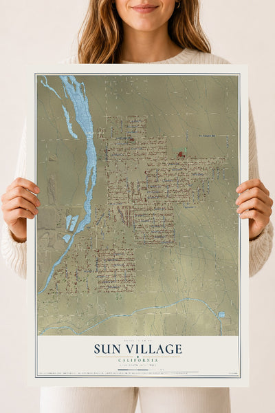 Map of Sun Village, California, 18 x 24 inch unframed archival matte print
