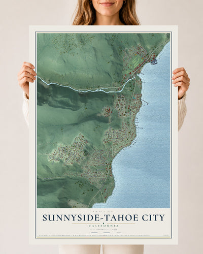 Map of Sunnyside-Tahoe City, California, 24 x 36 inch unframed archival matte print