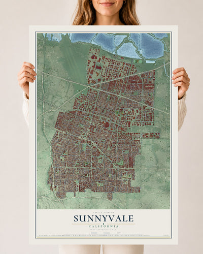 Map of Sunnyvale, California, 24 x 36 inch unframed archival matte print