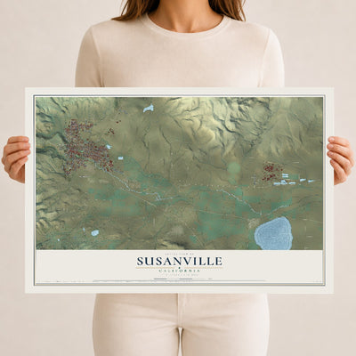 Map of Susanville, California, 12 x 18 inch unframed archival matte print