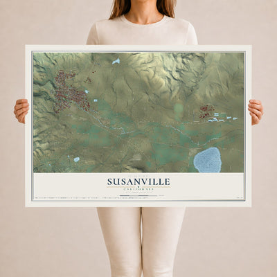 Map of Susanville, California, 24 x 36 inch unframed archival matte print