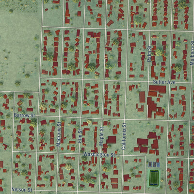 Close-up of the map of Sutter, California print showing street and building detail
