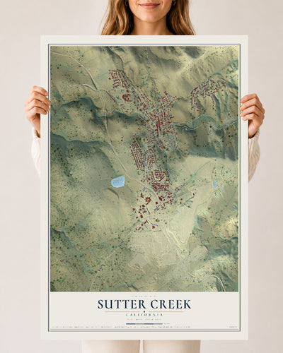 Map of Sutter Creek, California, 24 x 36 inch unframed archival matte print