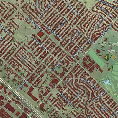 Close-up of the map of Sylmar, California print showing street and building detail