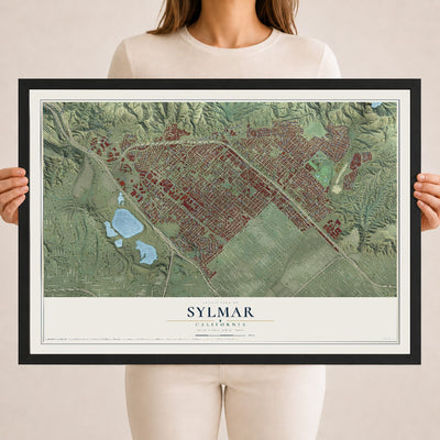 Map of Sylmar, California, 18 x 24 inch print in a black wood frame