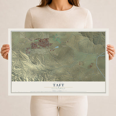 Map of Taft, California, 12 x 18 inch unframed archival matte print