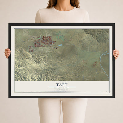 Map of Taft, California, 24 x 36 inch print in a black wood frame