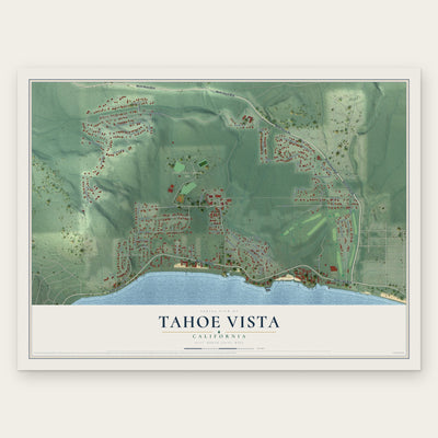 Tahoe Vista, California map print, the full design