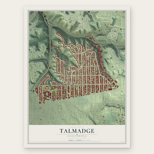 Talmadge, California map print, the full design