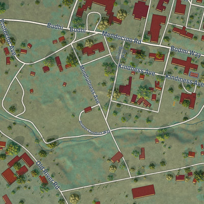 Close-up of the map of Talmage, California print showing street and building detail