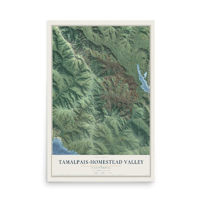 Map of Tamalpais-Homestead Valley, California, 12 x 18 inch unframed archival matte print