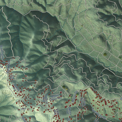 Second close-up of the map of Tamalpais-Homestead Valley, California print showing more streets and buildings