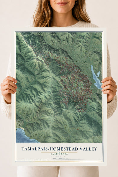 Map of Tamalpais-Homestead Valley, California, 18 x 24 inch unframed archival matte print