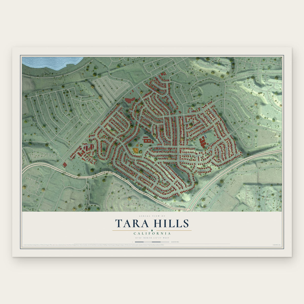Tara Hills, California map print, the full design