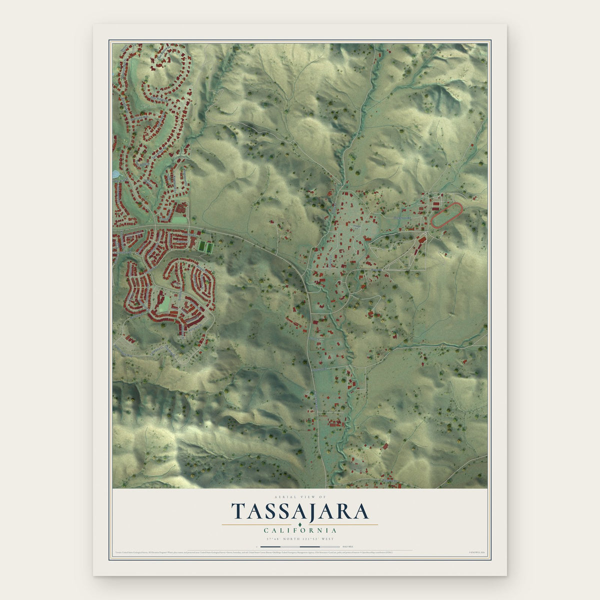 Tassajara, California map print, the full design