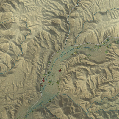 Close-up of the map of Tecopa, California print showing street and building detail