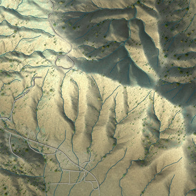 Second close-up of the map of Tehachapi, California print showing more streets and buildings