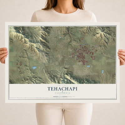 Map of Tehachapi, California, 18 x 24 inch unframed archival matte print