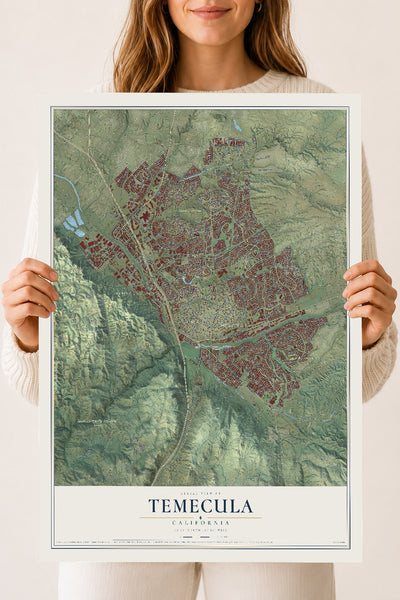 Map of Temecula, California, 18 x 24 inch unframed archival matte print