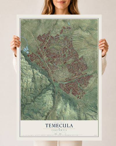 Map of Temecula, California, 24 x 36 inch unframed archival matte print