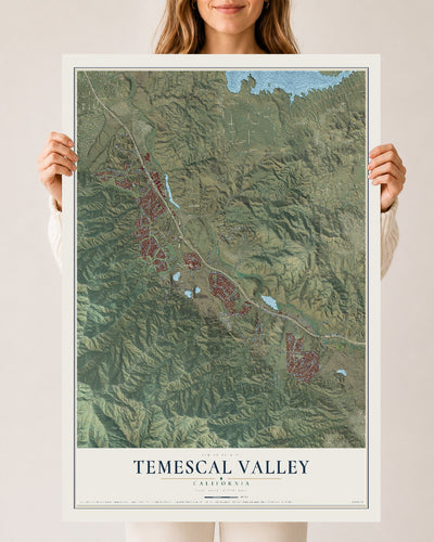 Map of Temescal Valley, California, 24 x 36 inch unframed archival matte print