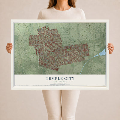 Map of Temple City, California, 24 x 36 inch unframed archival matte print