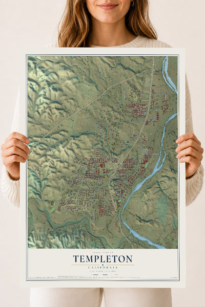 Map of Templeton, California, 18 x 24 inch unframed archival matte print