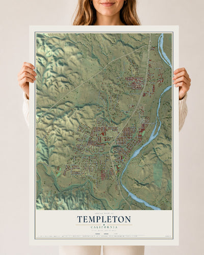 Map of Templeton, California, 24 x 36 inch unframed archival matte print