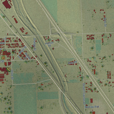 Close-up of the map of Thermal, California print showing street and building detail
