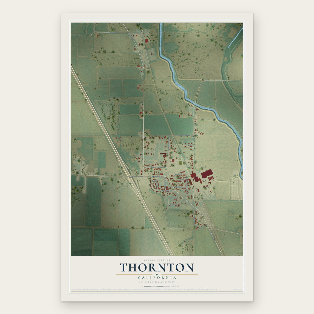 Thornton, California map print, the full design