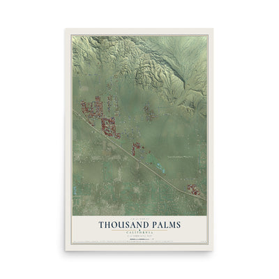 Map of Thousand Palms, California, 12 x 18 inch unframed archival matte print