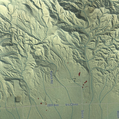 Second close-up of the map of Thousand Palms, California print showing more streets and buildings