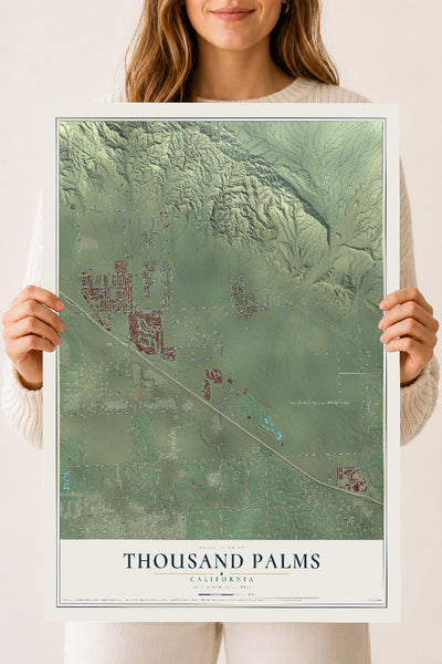 Map of Thousand Palms, California, 18 x 24 inch unframed archival matte print