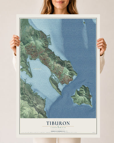 Map of Tiburon, California, 24 x 36 inch unframed archival matte print