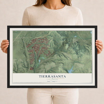 Map of Tierrasanta, California, 12 x 18 inch print in a black wood frame