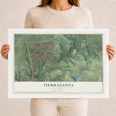 Map of Tierrasanta, California, 12 x 18 inch print in a white wood frame