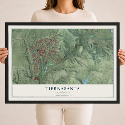 Map of Tierrasanta, California, 18 x 24 inch print in a black wood frame