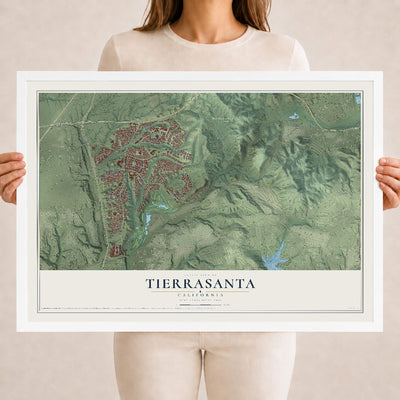 Map of Tierrasanta, California, 18 x 24 inch print in a white wood frame