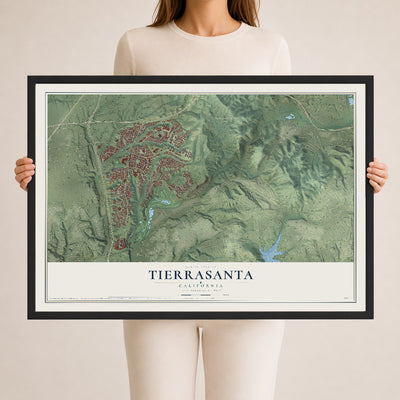 Map of Tierrasanta, California, 24 x 36 inch print in a black wood frame