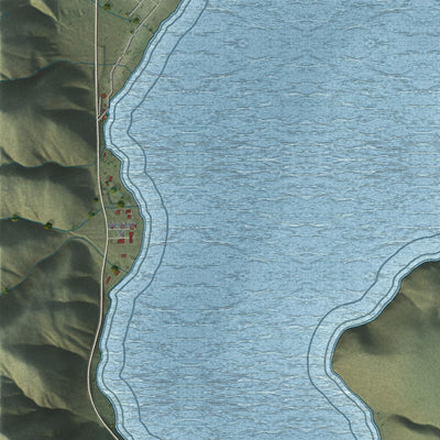 Close-up of the map of Topaz, California print showing street and building detail