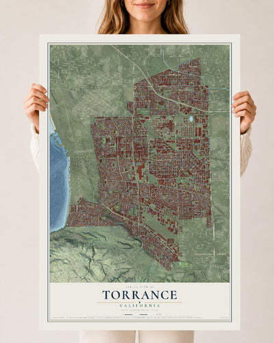 Map of Torrance, California, 24 x 36 inch unframed archival matte print