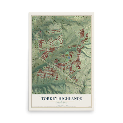 Map of Torrey Highlands, California, 12 x 18 inch unframed archival matte print